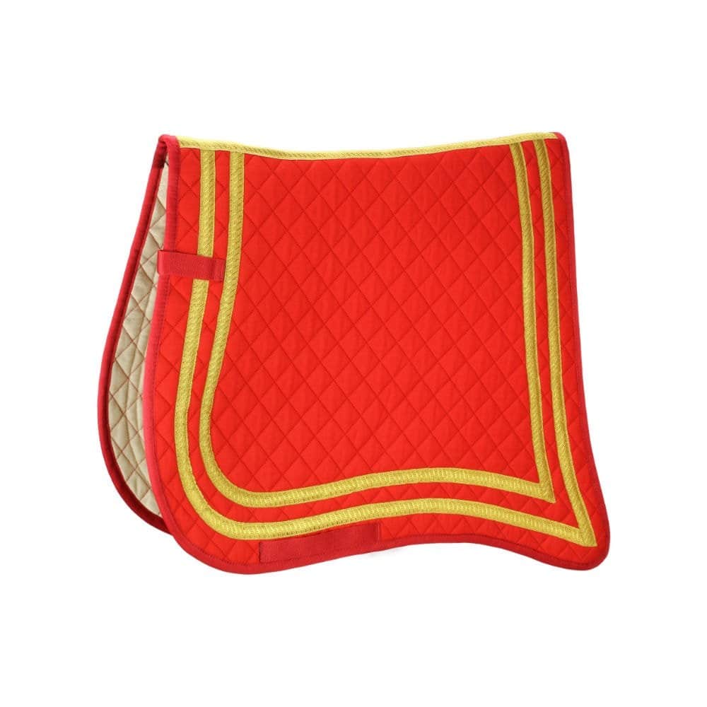 Baroque Saddle Pad Alta Escuela Curly in Spanish Colors Red Gold Picadera