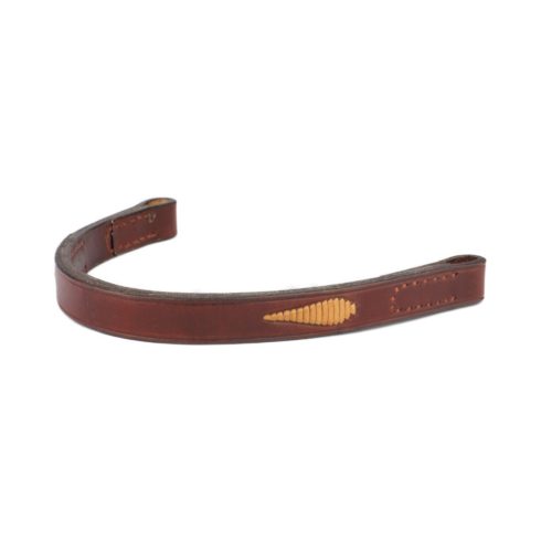 Brown browband for Spanish bridles with decorative stitching