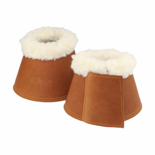 leather bell boots for Working Equitation and dressage light brown Picadera