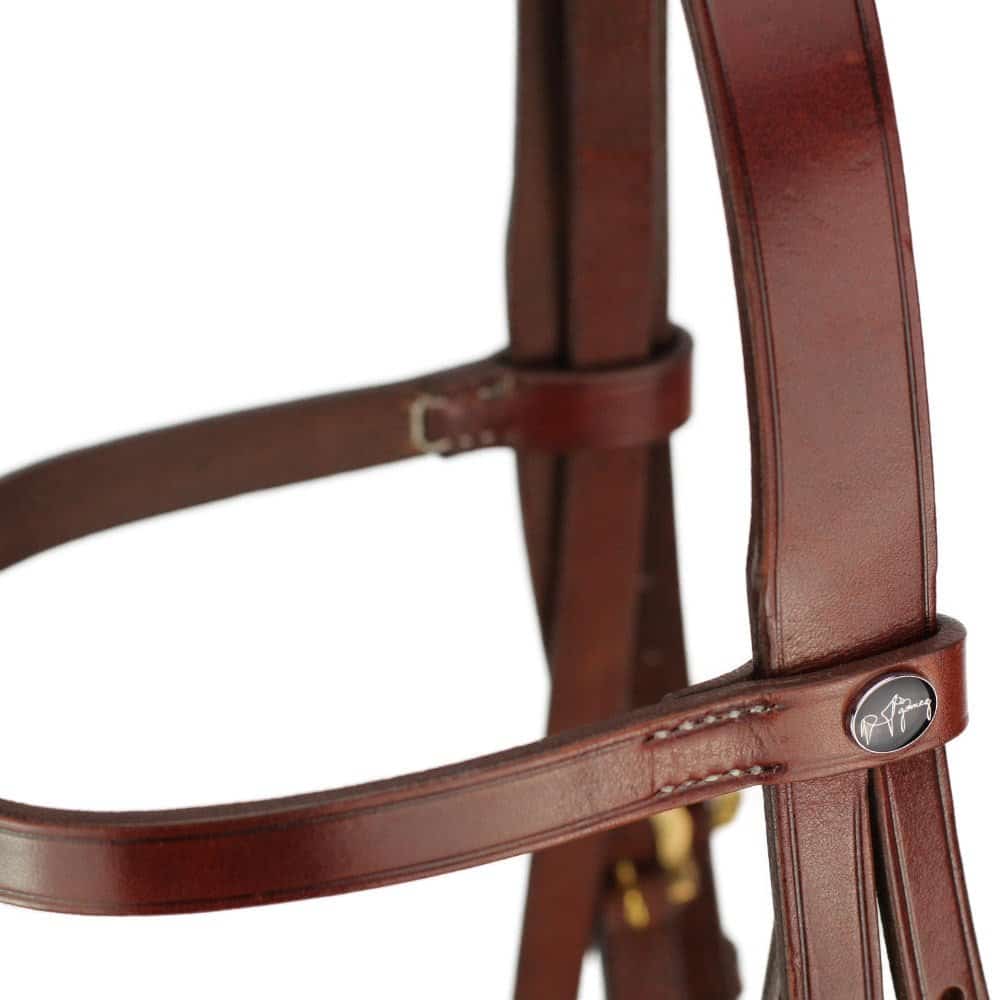Baroque double bridle  Corelli in brown gold detail browband Picadera