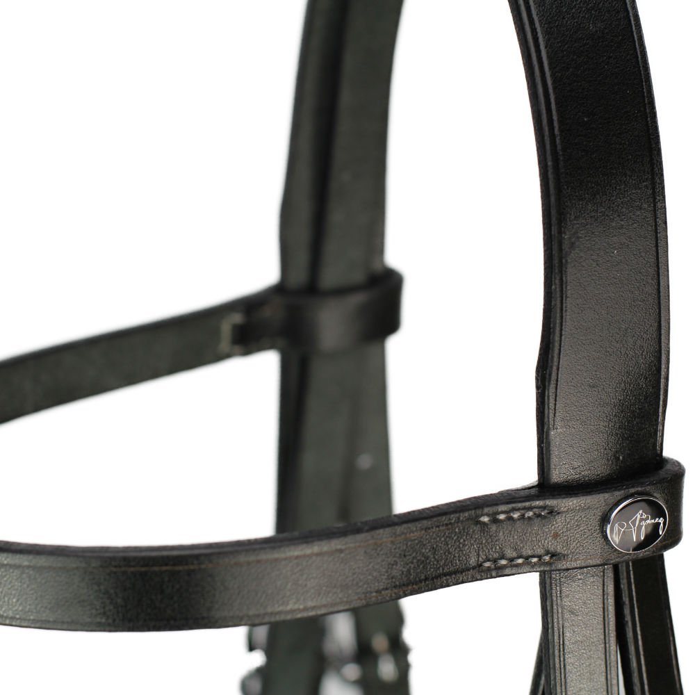 Baroque double bridle  Corelli in black silver detail browband Picadera