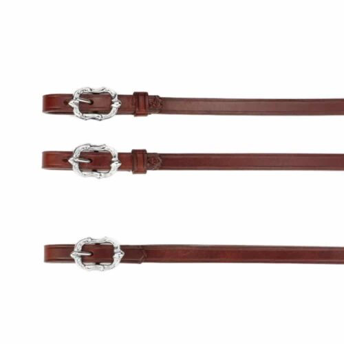 Baroque Brown leather reins with silver Cortesia buckles from Picadera