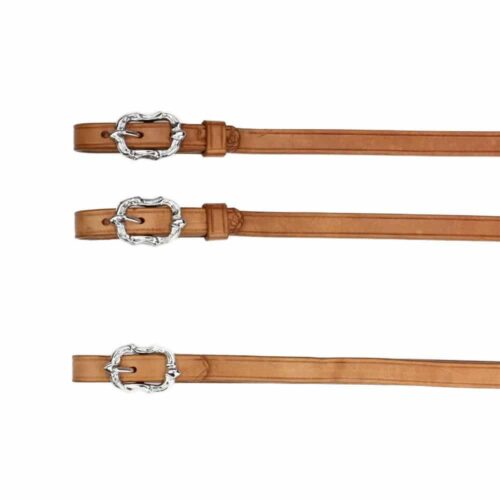 Baroque Natural brown leather reins with silver Cortesia buckles from Picadera