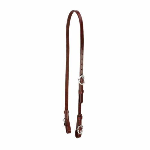semi bridle and crownpiece with cheekpiece for brown leather curb bit with silver cortesia buckles from Picadera