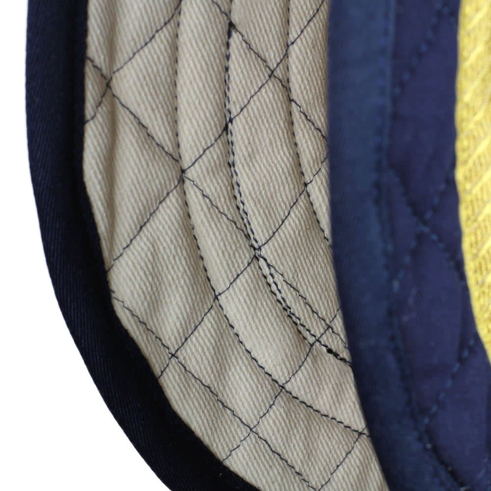 Baroque Saddle Pad Alta Escuela in blue with gold border at Picadera detail 2
