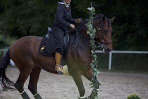 Reiterin auf spanischem Pferd bei Working Equitation Parallelslalom bei Picadera