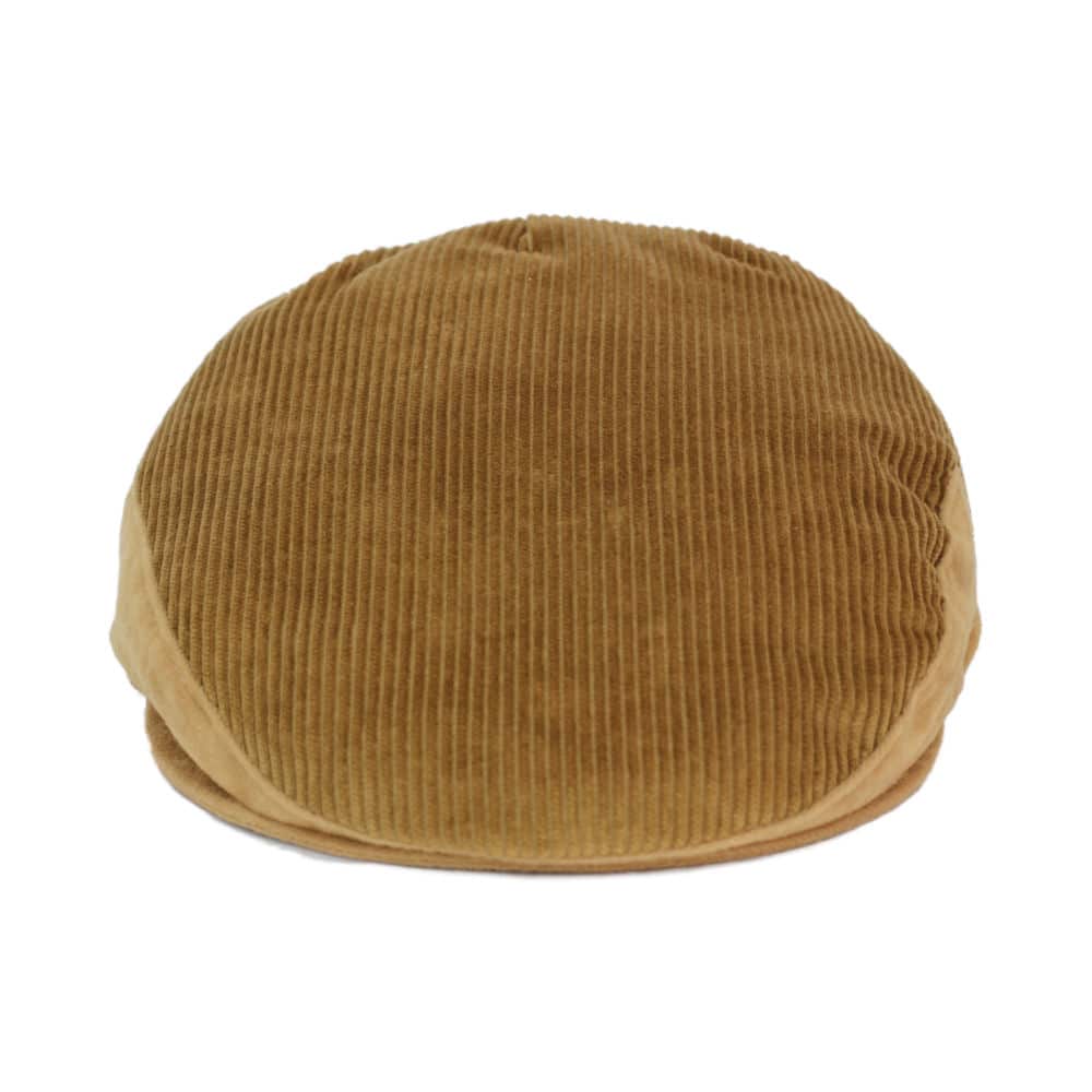 Flatcap in beige corduroy with horse embroidery front by Picadera