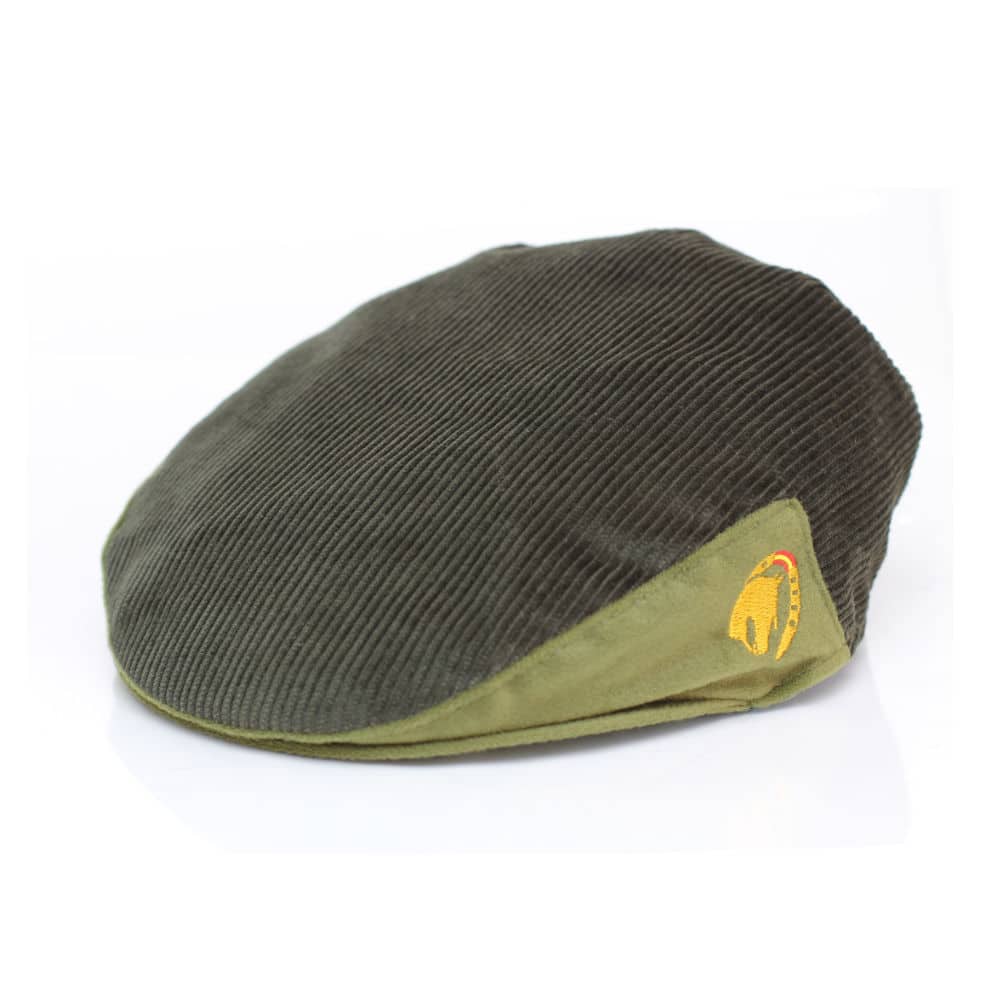 Flatcap in green corduroy with horse embroidery by Picadera
