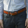 Spanish leather belt Vaquero for men detail Picadera