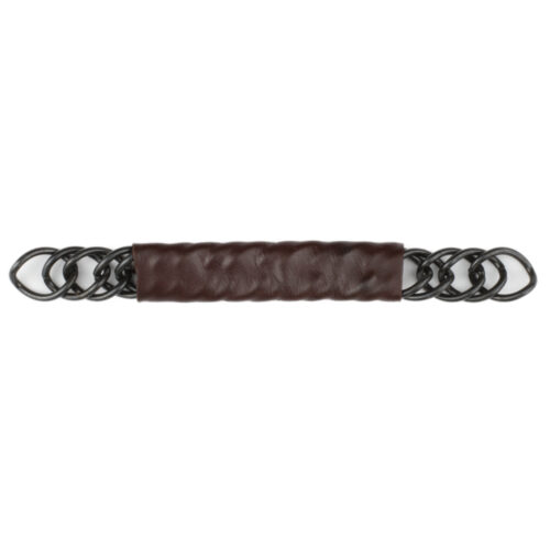 Kinnkette Vaquero aus schwarzem Sweet Iron mit Leder ummantelt und 18 Ringen für spanische Gebisse bei Picadera