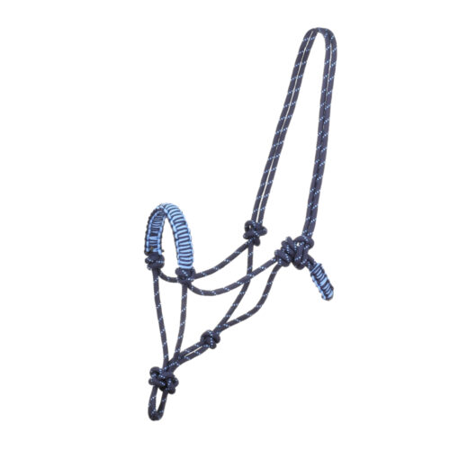 rope halter with braided nose part in blue at Picadera