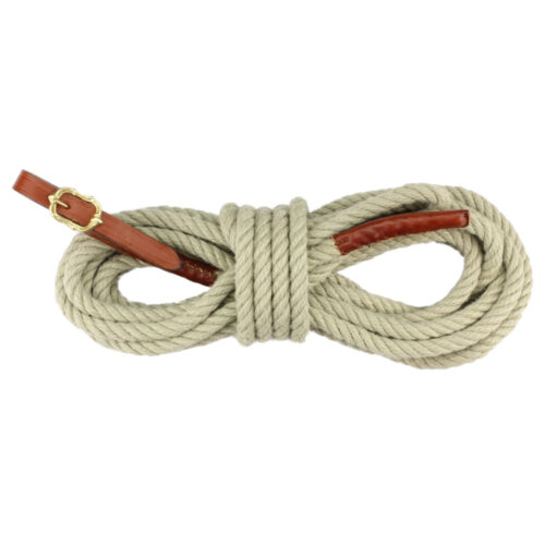 Hemp lunge with Baroque buckle in brown gold with 8 m length at Picadera