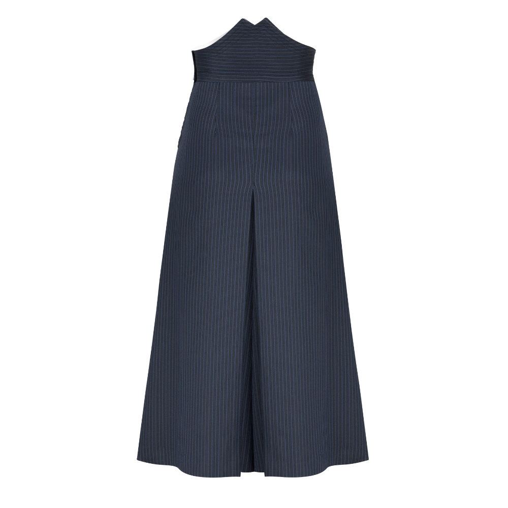 Trouser skirt for riding and everyday wear model Vaquera in blue stripes from Hinten bei Picadera