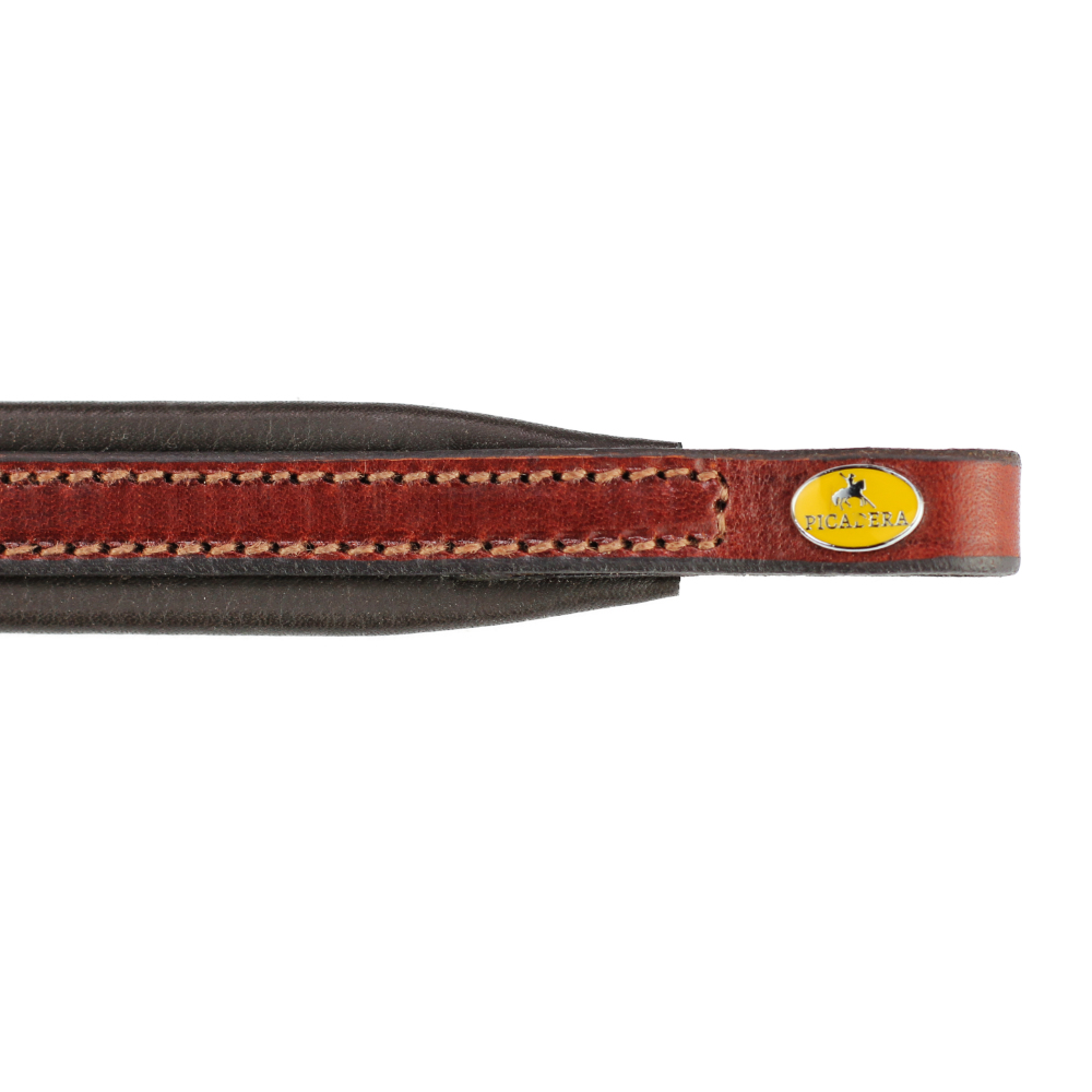 Spanish browband Corelli with fringes Mosquero in brown with logo at Picadera